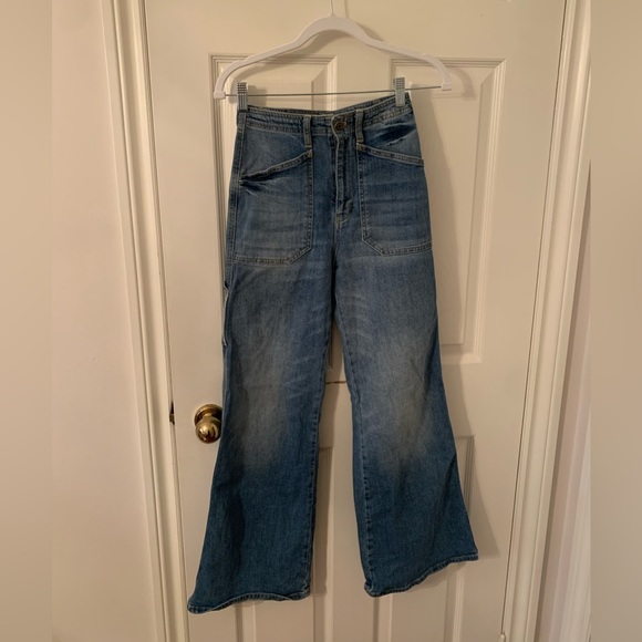 Anthropologie high waisted carpenter wide leg medium wash jeans. - Picture 1 of 4